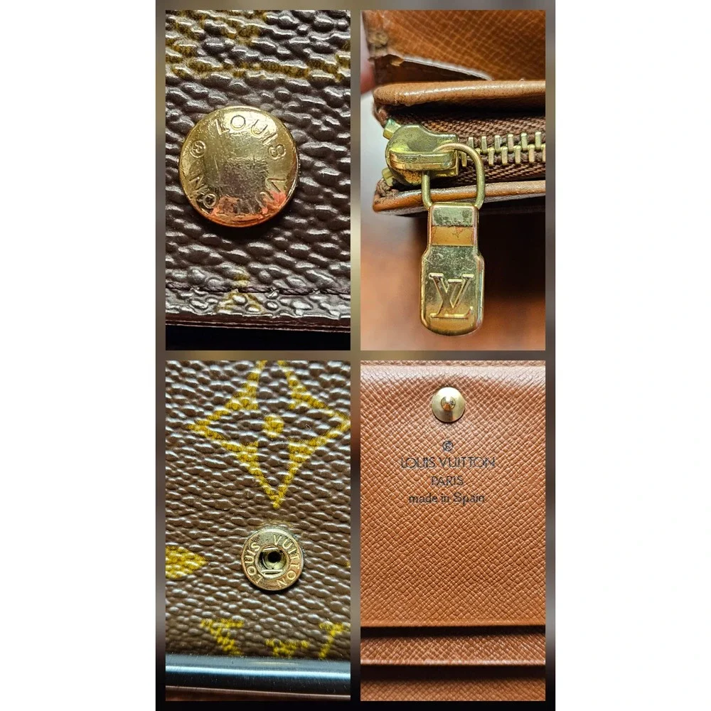 Authentic Louis Vuitton Monogram Porte Tresor Wallet‎ Compact Bifold LV Vintage